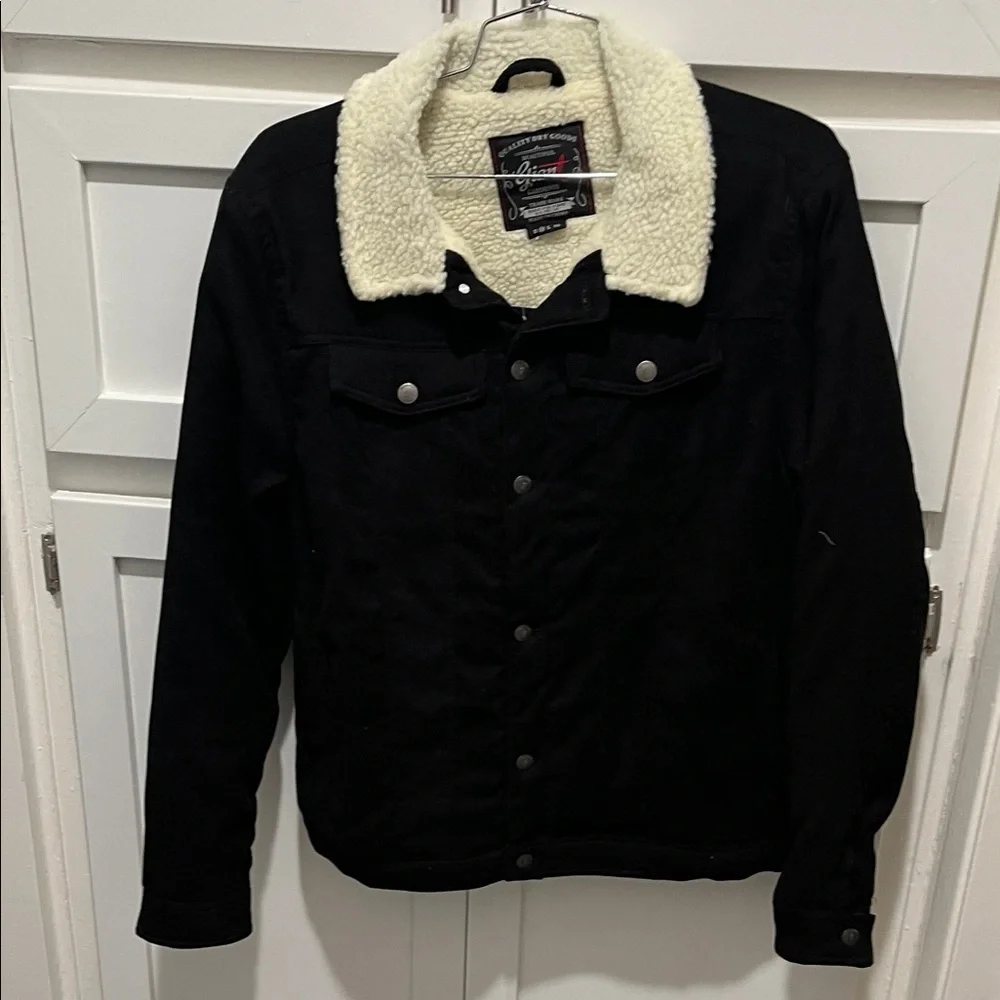 Men's Black corduroy Jacket with Sherpa Collar